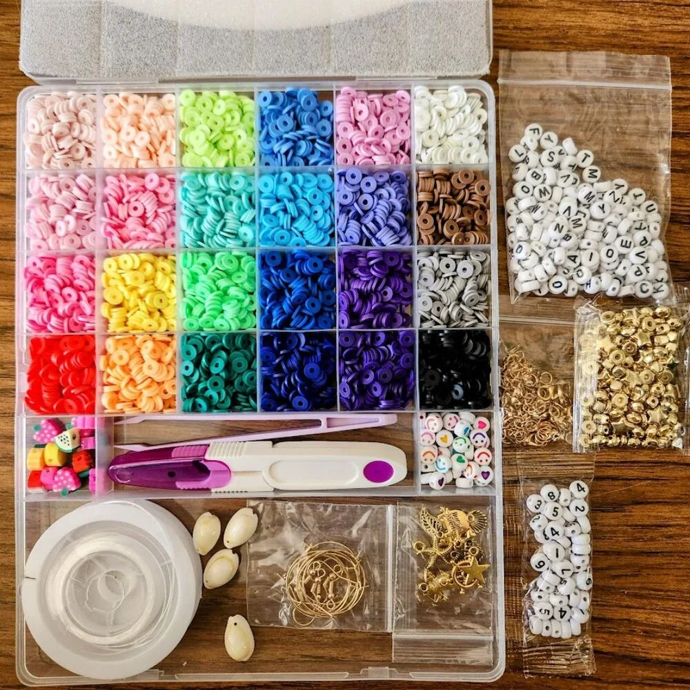 NEW Jewelry Making Kit 6000 Polymer Clay Beads Bracelet Charms Craft Kit Craftin